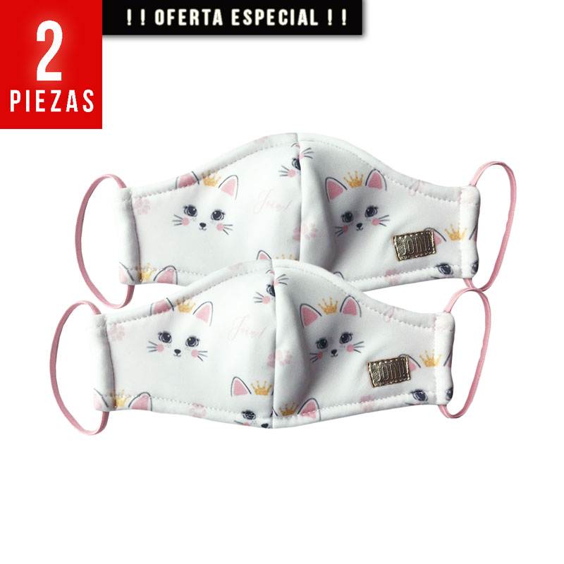 Cubrebocas mascarillas NATURE GARTEN ANTI-MICROBIANAS CON FIBRA DE PLATA INFANTIL (2x NIÑA) 