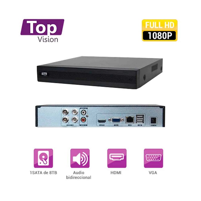 DVR Top Vision HD XDVR-1004, 4CH BNC, 1CH IP, 1 ENT AUDIO, VGA, HDMI, AHD, CVI, TVI, IP SOFT MERIVA N9000 (XDVR-1004)