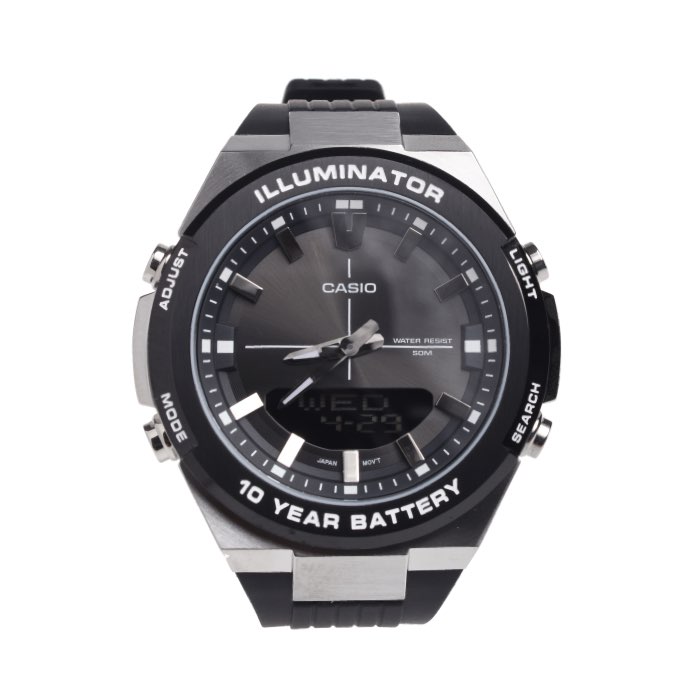 Reloj Casio Hombre Hora Munidal 50mm Casual Plata 