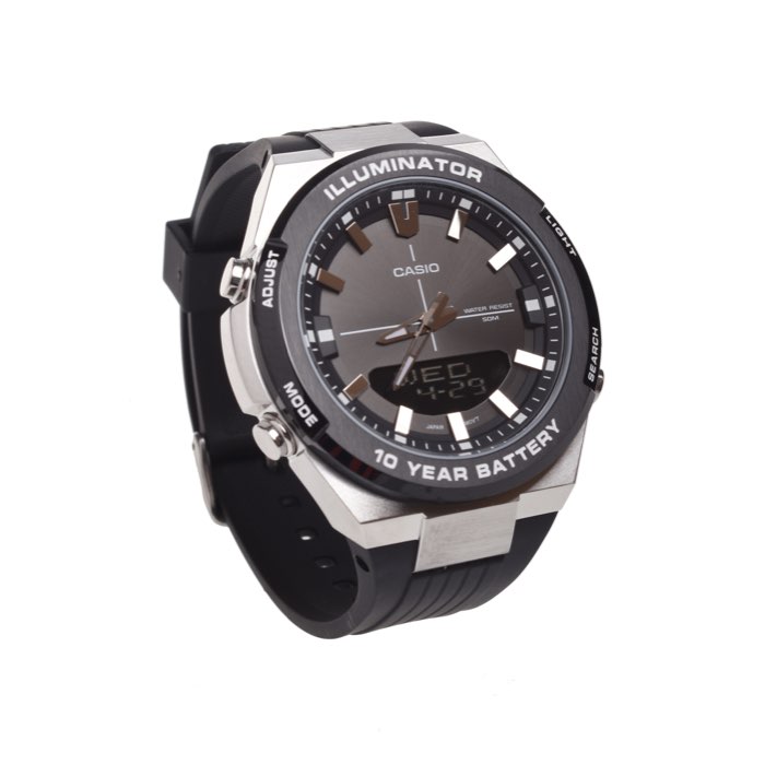 Reloj Casio Hombre Hora Munidal 50mm Casual Plata 