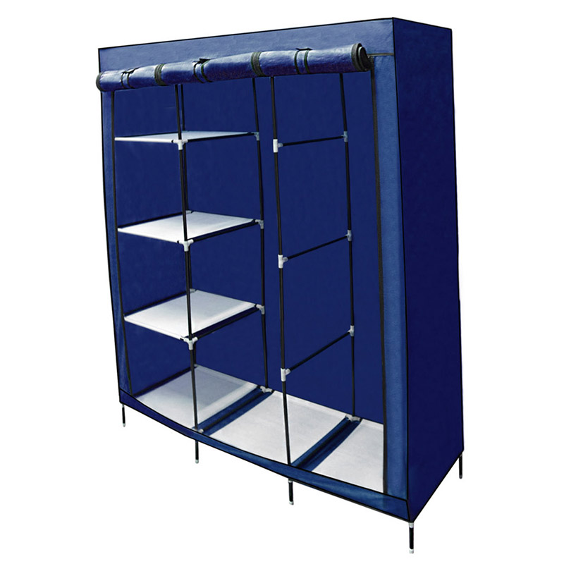 Closet Organizador 3 Puertas Armario 6 Secciones Zapatera Azul