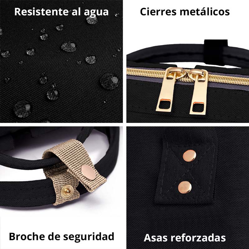 Redlemon Mochila Pañalera Impermeable Multifunción, con Bolsas Térmicas para Biberón, Correas para Carriola y Cambiador, Múltiples Compartimentos de Fácil Acceso para Pañales, Toallitas Húmedas y Ropa Sucia. Ideal para Viajes o Uso Diario