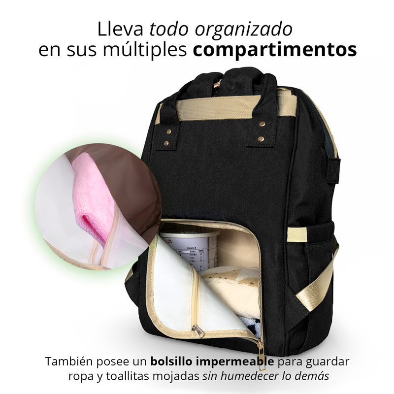 Redlemon Mochila Pañalera Impermeable Multifunción, con Bolsas Térmicas para Biberón, Correas para Carriola y Cambiador, Múltiples Compartimentos de Fácil Acceso para Pañales, Toallitas Húmedas y Ropa Sucia. Ideal para Viajes o Uso Diario