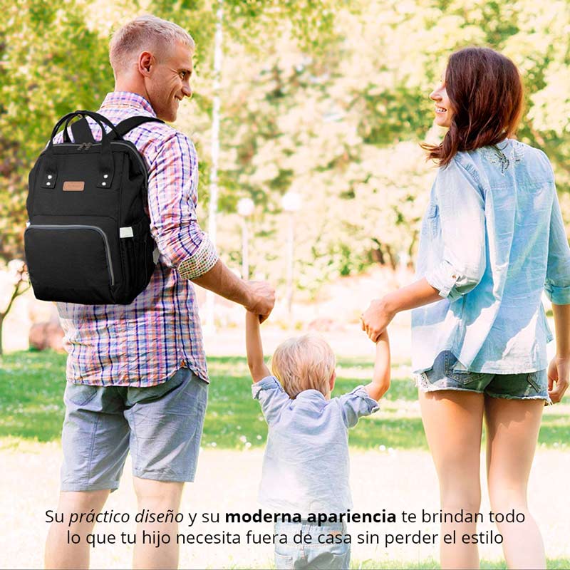 Redlemon Mochila Pañalera Impermeable Multifunción, con Bolsas Térmicas para Biberón, Correas para Carriola y Cambiador, Múltiples Compartimentos de Fácil Acceso para Pañales, Toallitas Húmedas y Ropa Sucia. Ideal para Viajes o Uso Diario