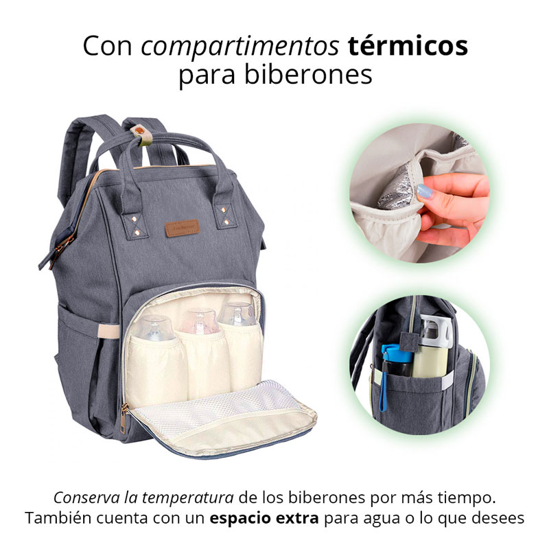 Redlemon Mochila Pañalera Impermeable Multifunción, con Bolsas Térmicas para Biberón, Correas para Carriola y Cambiador, Múltiples Compartimentos de Fácil Acceso para Pañales, Toallitas Húmedas y Ropa Sucia. Ideal para Viajes o Uso Diario
