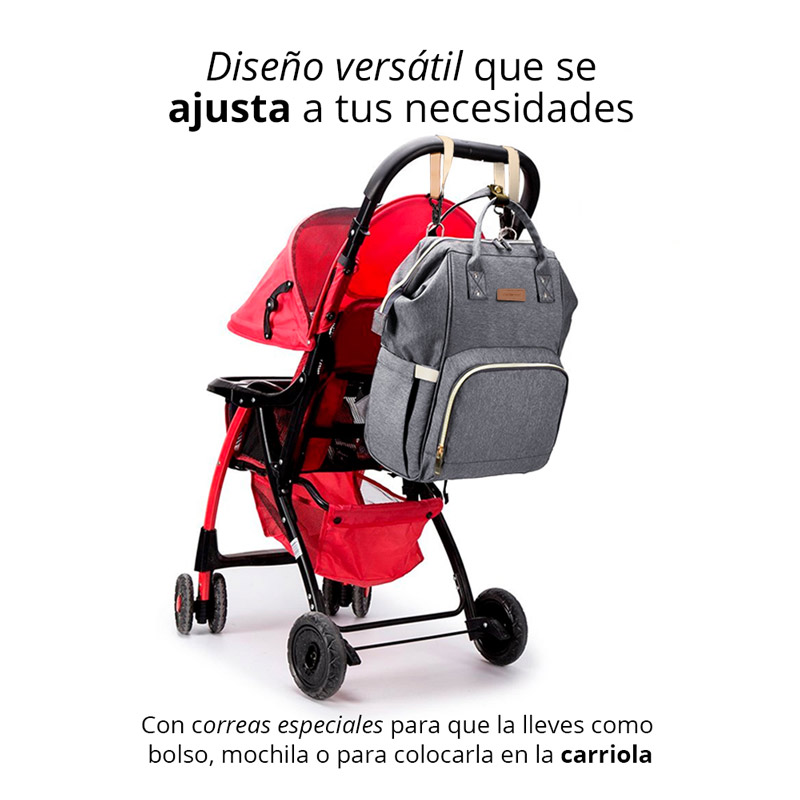 Redlemon Mochila Pañalera Impermeable Multifunción, con Bolsas Térmicas para Biberón, Correas para Carriola y Cambiador, Múltiples Compartimentos de Fácil Acceso para Pañales, Toallitas Húmedas y Ropa Sucia. Ideal para Viajes o Uso Diario