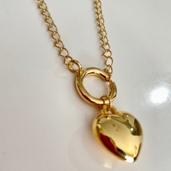 Collar Con Corazón-Baño De Oro 18K- Dorado
