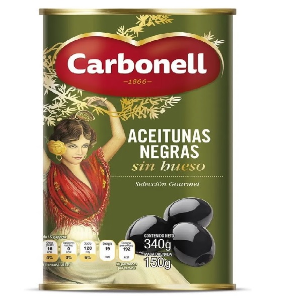 Aceituna Negra Sin Hueso Carbonell 340g