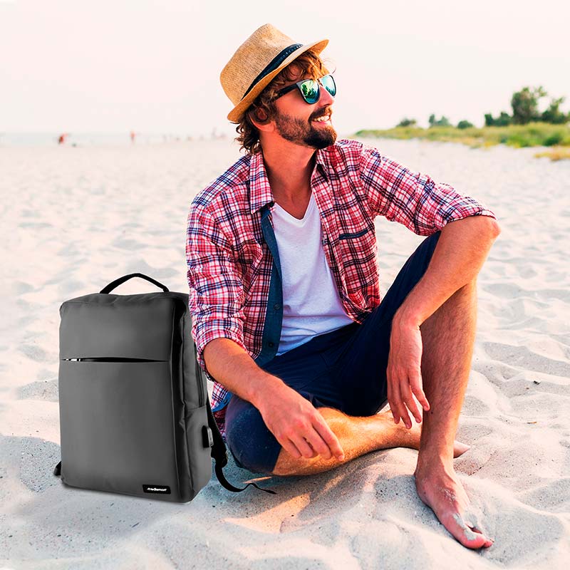 Redlemon Mochila para Laptop Antirrobo con Candado, Puerto USB para Power Bank no incluida, Resistente al Agua, Múltiples Compartimentos, Bolsillos Ocultos, Cómoda y Ligera, Ideal para Viajes