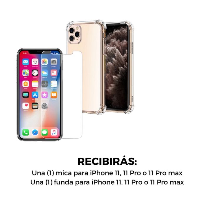 Mica + Funda iPhone 11 Pro Max Uso Rudo Transparente