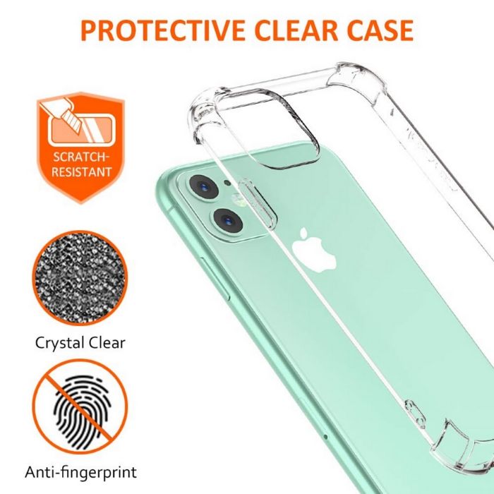 Mica + Funda iPhone 11 Pro Max Uso Rudo Transparente