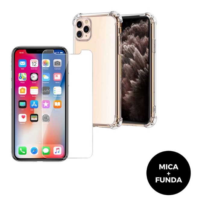 Mica + Funda iPhone 11 Pro Max Uso Rudo Transparente