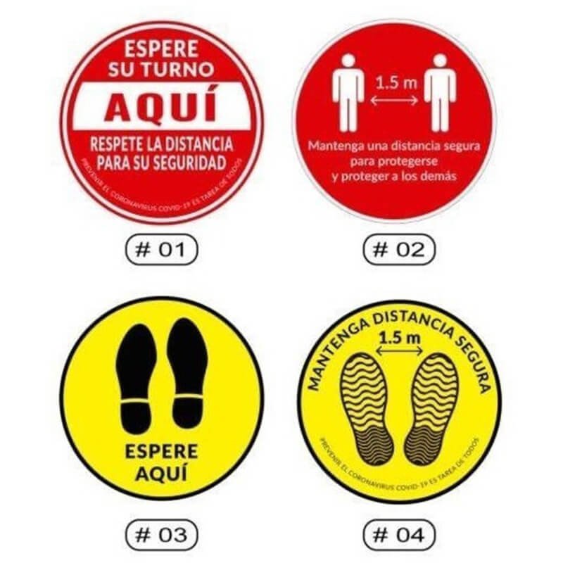 Kit De Huellas Sticker Para Piso Señalizacion Corona 10 Pzas
