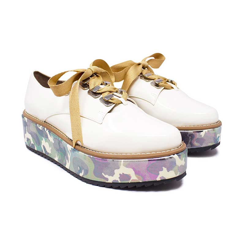 Mules De Plataforma Vida Leve Para Mujer Color Hueso