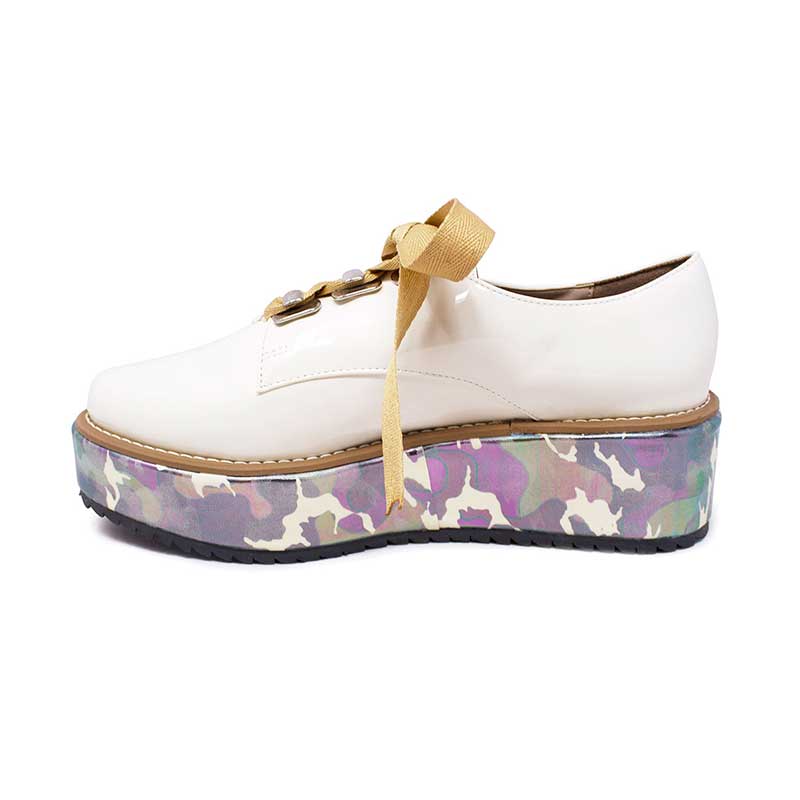 Mules De Plataforma Vida Leve Para Mujer Color Hueso