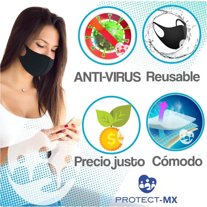 Paquete de 5 Cubrebocas Lavable Tricapa Multicolor