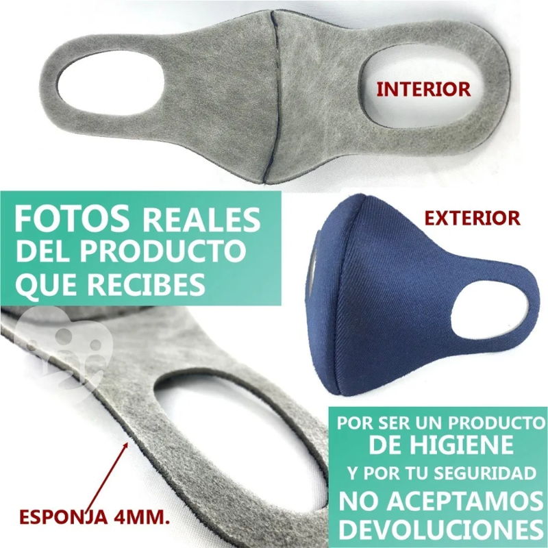 Paquete de 5 Cubrebocas Lavable Tricapa Multicolor