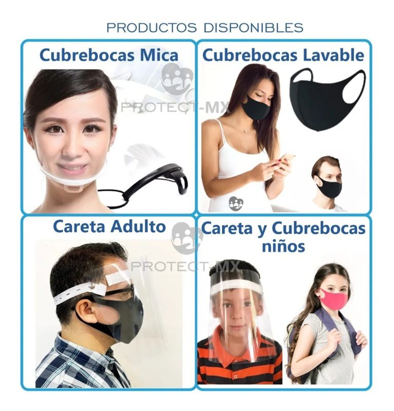 Paquete de 100 Cubrebocas De Plastico Blanco Mica Transparente