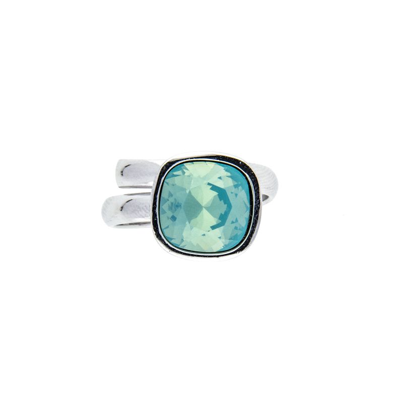 Anillo para Mujer con Cristal Fino Europeo en forma de Cuadro- Bañado en Rodio, Anillo Elegante y Brillante-Aretes de Mujer de Moda, Joyería para Mujer de Moda, Regalo especial