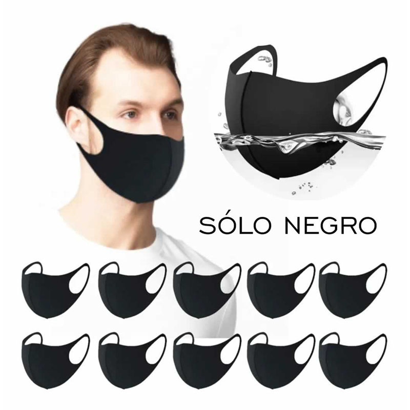 Paquete De 5 Cubrebocas Lavable Tricapa Negro