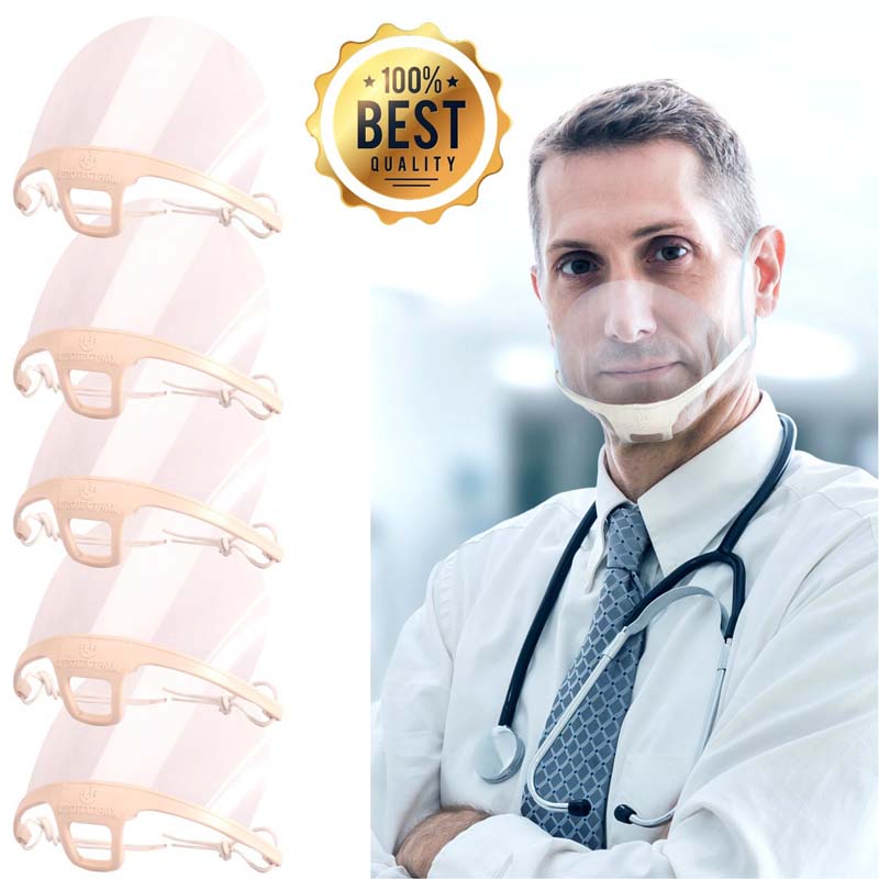 Paquete de 10 Cubrebocas De Plastico Blanco Mica Transparente