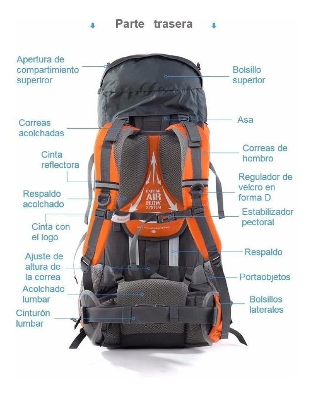 Mochila Montaña Campismo Naturehike 70+5L Con Funda Impermeable