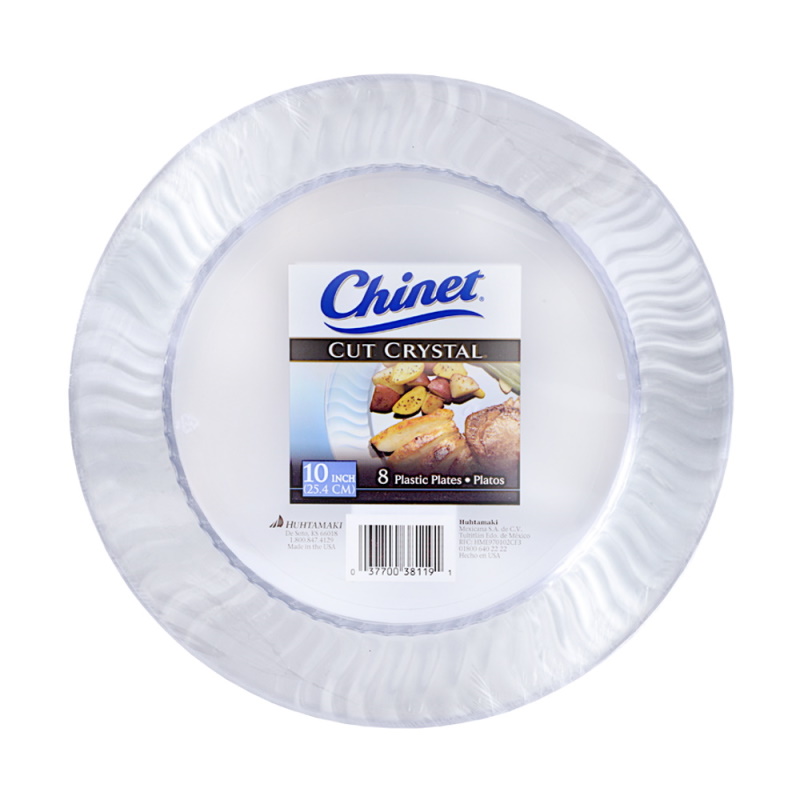 8 Platos Plastico Tipo Cristal 10" 24cm desechables Chinet