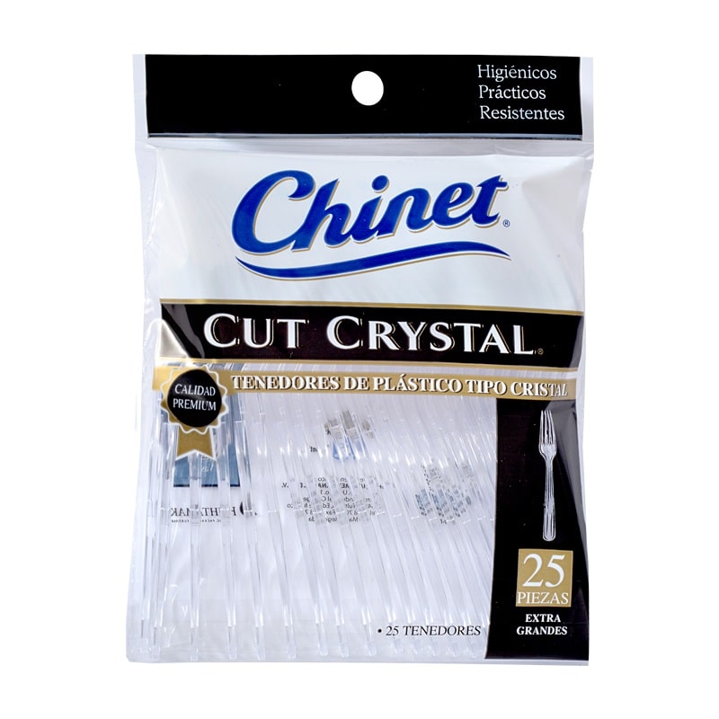 25 Tenedores Extra Grande Plastico Cristal desechable Chinet