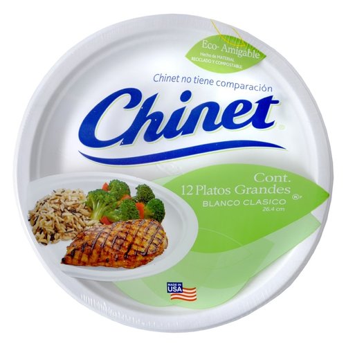 12 Platos Grande desechable No.10 26cm Biodegradable Chinet