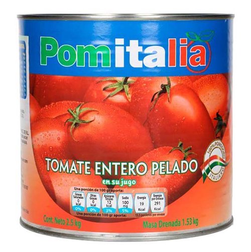 Tomate Entero y Pelado Lata 2.5 Kg
