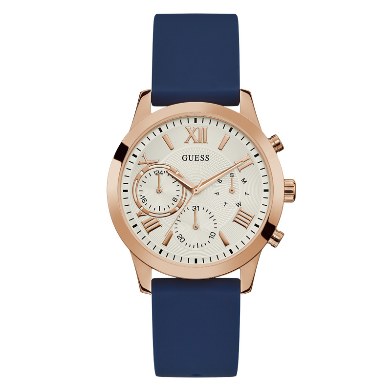 RELOJ GUESS SOLAR DAM AZUL/OROROS