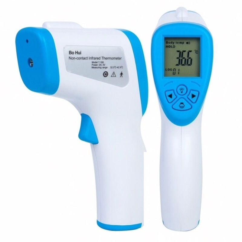 11 Pack Termómetro, Digital, Infrarrojo, Pantalla LCD Con Alarma de FIebre + 10 Cubrebocas Plisado Tricapa Termosellado Plisado