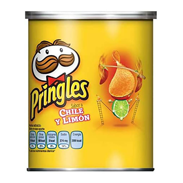 Papas Chile/Limón, Pringles con 12 vasitos de 37 gr.