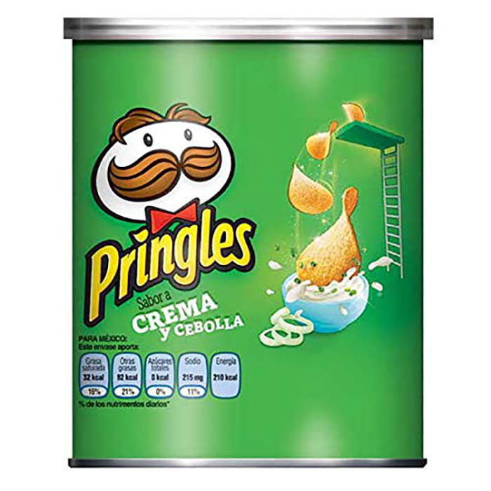 Papas Crema/Cebolla, Pringles con 12 vasitos de 37grs.