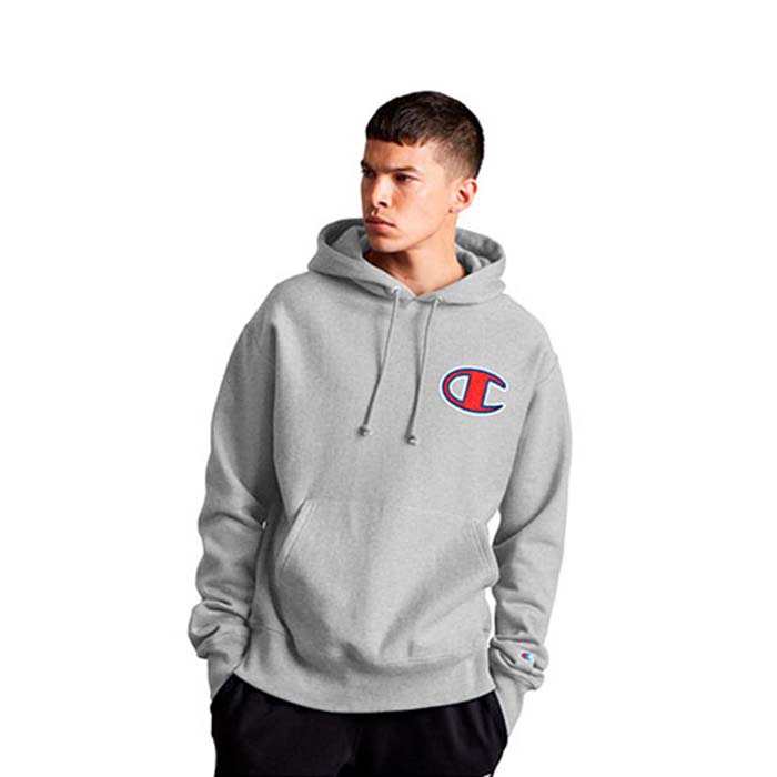 Sudadera CHAMPION Hombre Gris LOGO Oxford