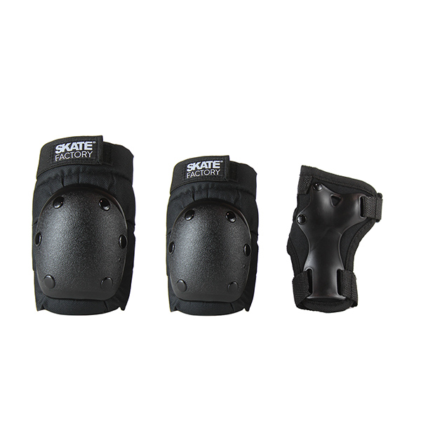 SET DE PROTECCIONES SKATE FACTORY COLOR NEGRO
