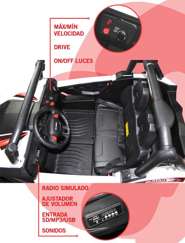  Montable Electrico Para Niño Buggy Todo Terreno Blanco