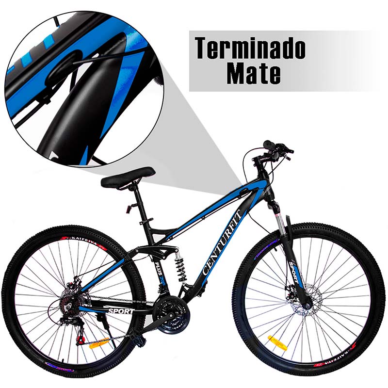 Bicicleta Aluminio Centurfit R29 Montaña 21 Velocidades Azul Shimano Amortiguador Profesional