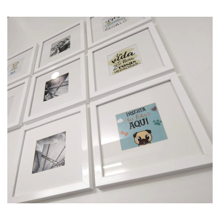 Set de 9 marcos color blanco con Maria Luisa y cristal PASPARTÚ FRAMES