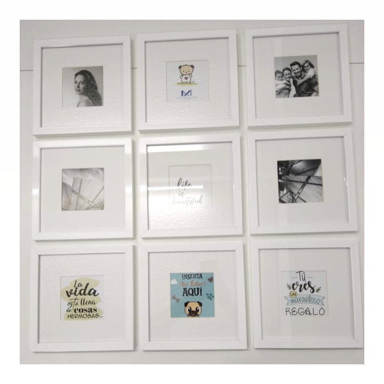 Set de 9 marcos color blanco con Maria Luisa y cristal PASPARTÚ FRAMES