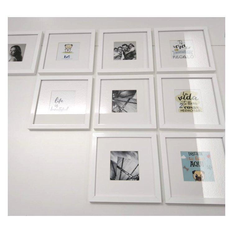 Set de 9 marcos color blanco con Maria Luisa y cristal PASPARTÚ FRAMES