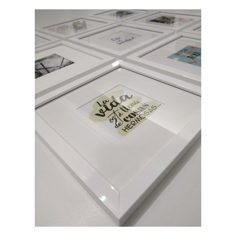 Set de 9 marcos color blanco con Maria Luisa y cristal PASPARTÚ FRAMES