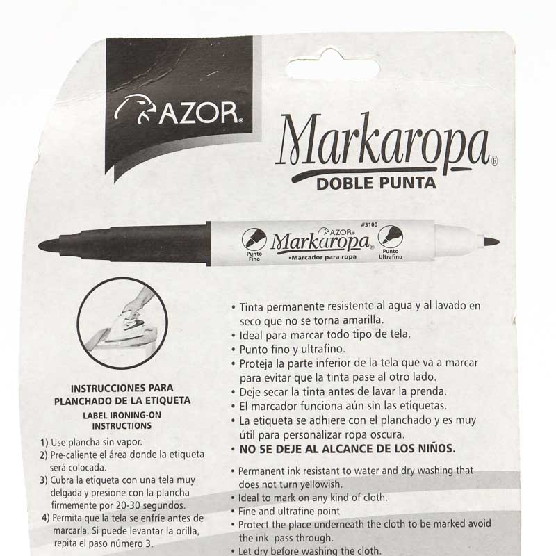 Marcador Plumon Para Ropa Markaropa Blister C/2 Pzas