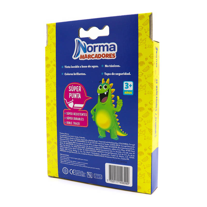 Marcadores Norma Escolar 24 Colores Super Punta