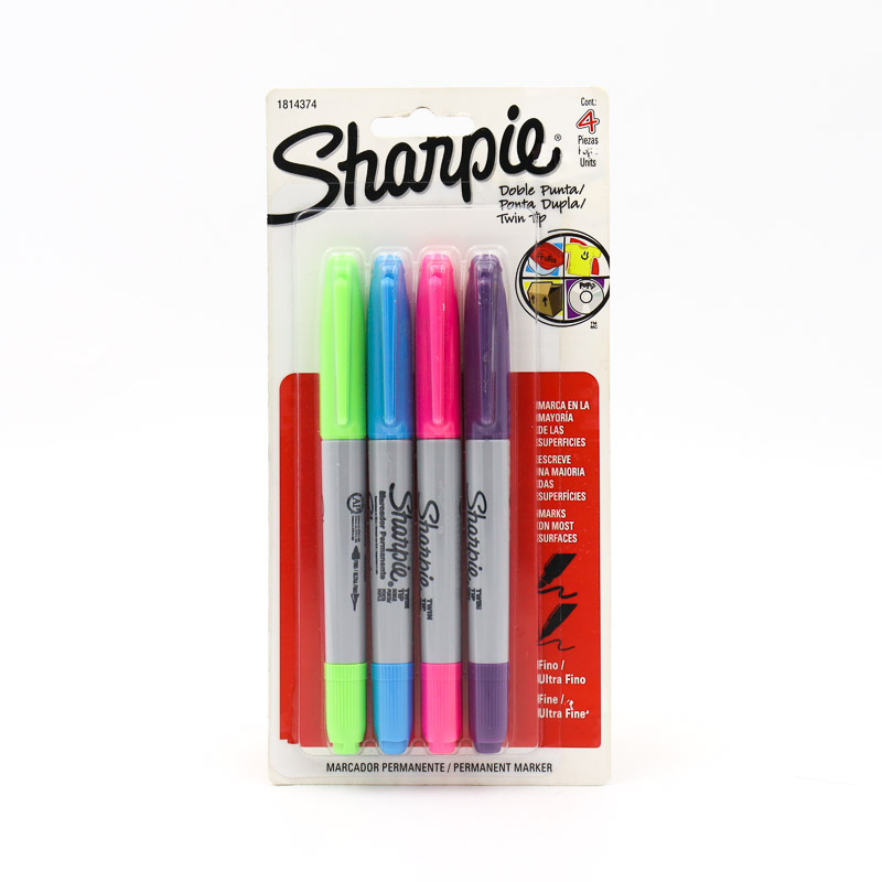 Plumones Colores Sharpie Doble Punta Blister 4 Colores