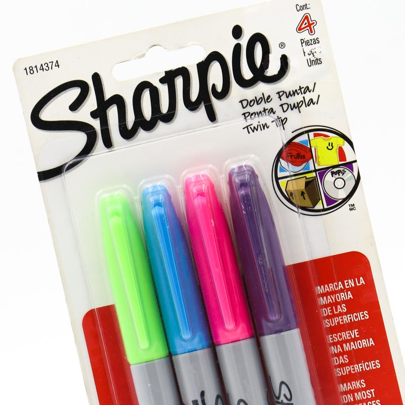 Plumones Colores Sharpie Doble Punta Blister 4 Colores