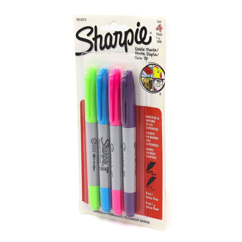 Plumones Colores Sharpie Doble Punta Blister 4 Colores