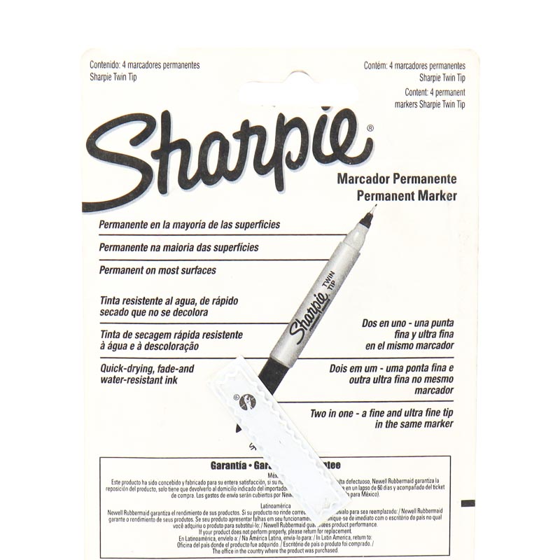 Plumones Colores Sharpie Doble Punta Blister 4 Colores
