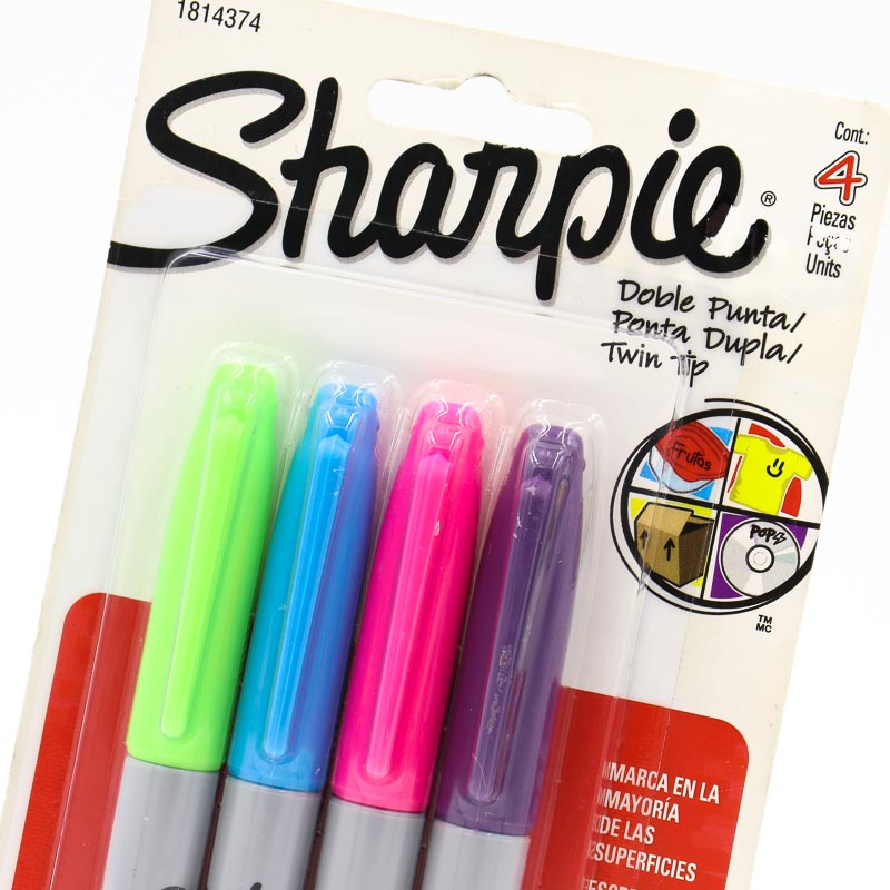 Plumones Colores Sharpie Doble Punta Blister 4 Colores