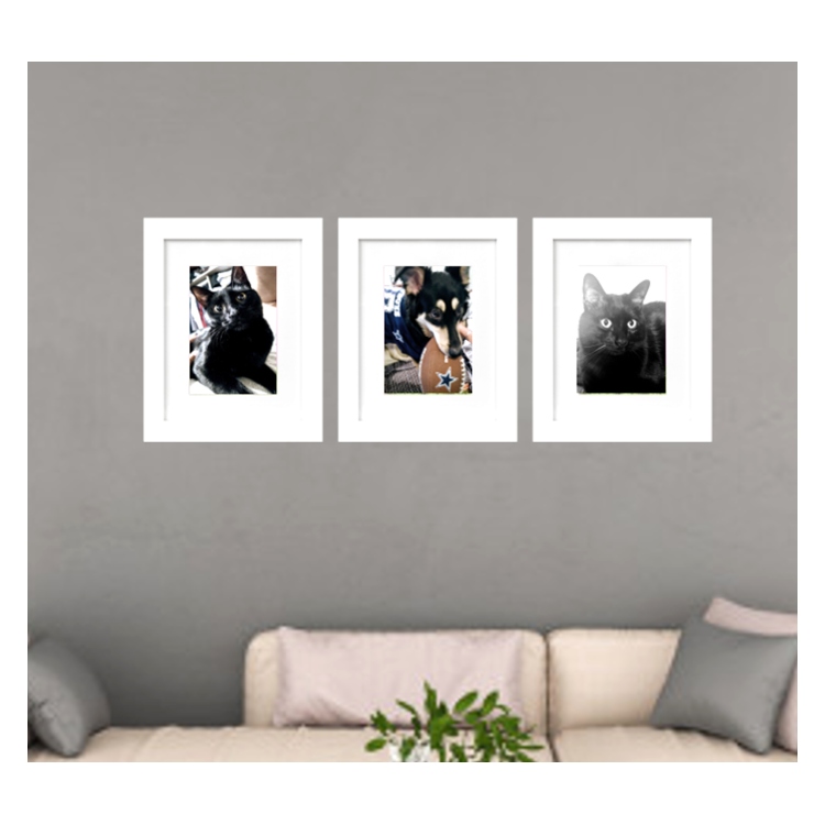 Set de 3 marcos Blancos con Cristal y Maria Luisa blanca PASPARTU FRAMES